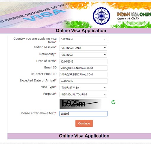 xin visa ấn độ online 1 năm nhiều lần bước 1