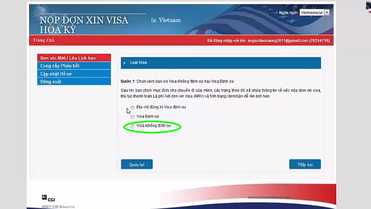 xin visa đi mỹ công tác 2021 nhập thông tin