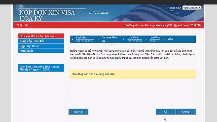 hướng dẫn xin visa mỹ lên lịch hẹn