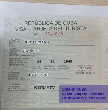 visa đi cuba công tác du lịch dịch vụ giá rẻ