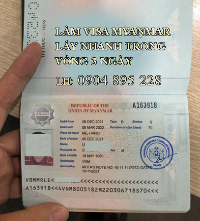 làm visa myanmar trong vòng 3 ngày 2 ngày 1 ngày