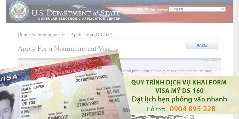 dịch vụ khai form visa mỹ ds-160 đặt lịch hẹn phỏng vấn nhanh
