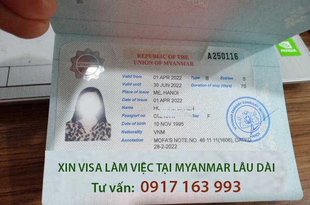 visa làm việc tại myanmar thời hạn lâu dài 6 tháng 1 năm