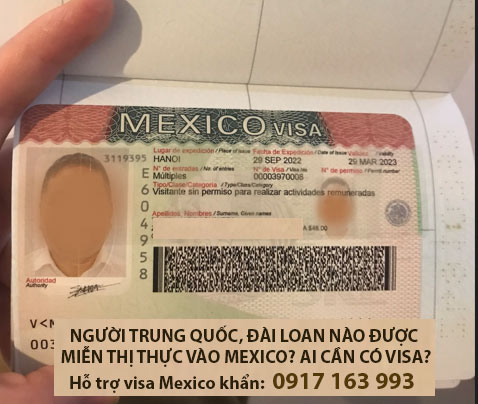 người trung quốc đài loan đi vào mexico có cần visa không?