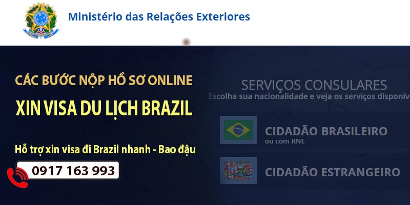 cách nộp hồ sơ online xin visa du lịch brazil