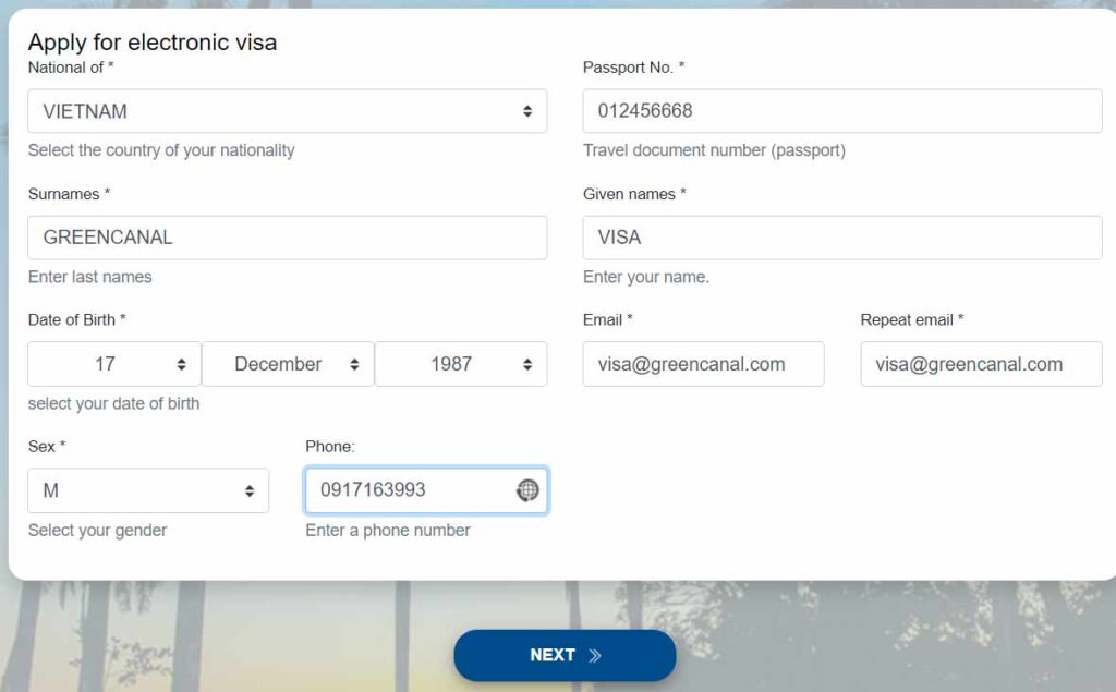 hướng dẫn điền đơn đăng ký xin visa cuba online