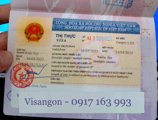 phí xin visa 1 năm nhiều lần trực tuyến cho người trung quốc