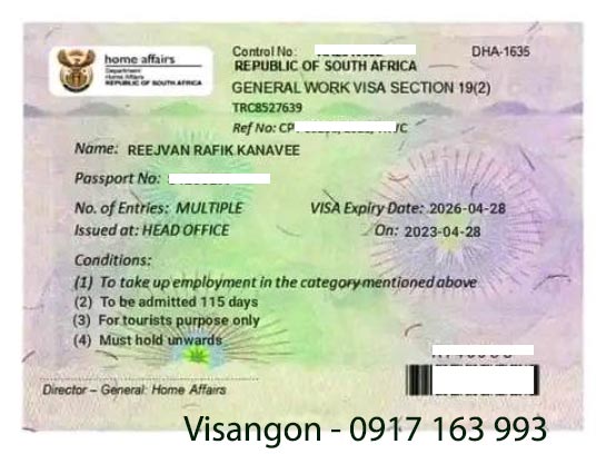 thủ tục xin visa lao động phổ thông nam phi general work visa