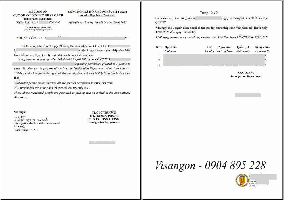 xin công văn nhập cảnh cho người canada