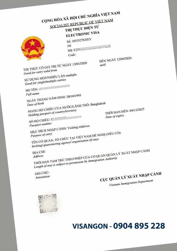 xin evisa cho người pakistan vào việt nam