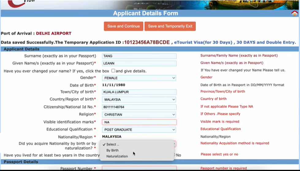 form xin visa ấn độ online